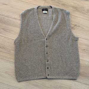 North Bay Outfitters, Men's Vintage Tan Knit Button-Front Vest Made USA Size L